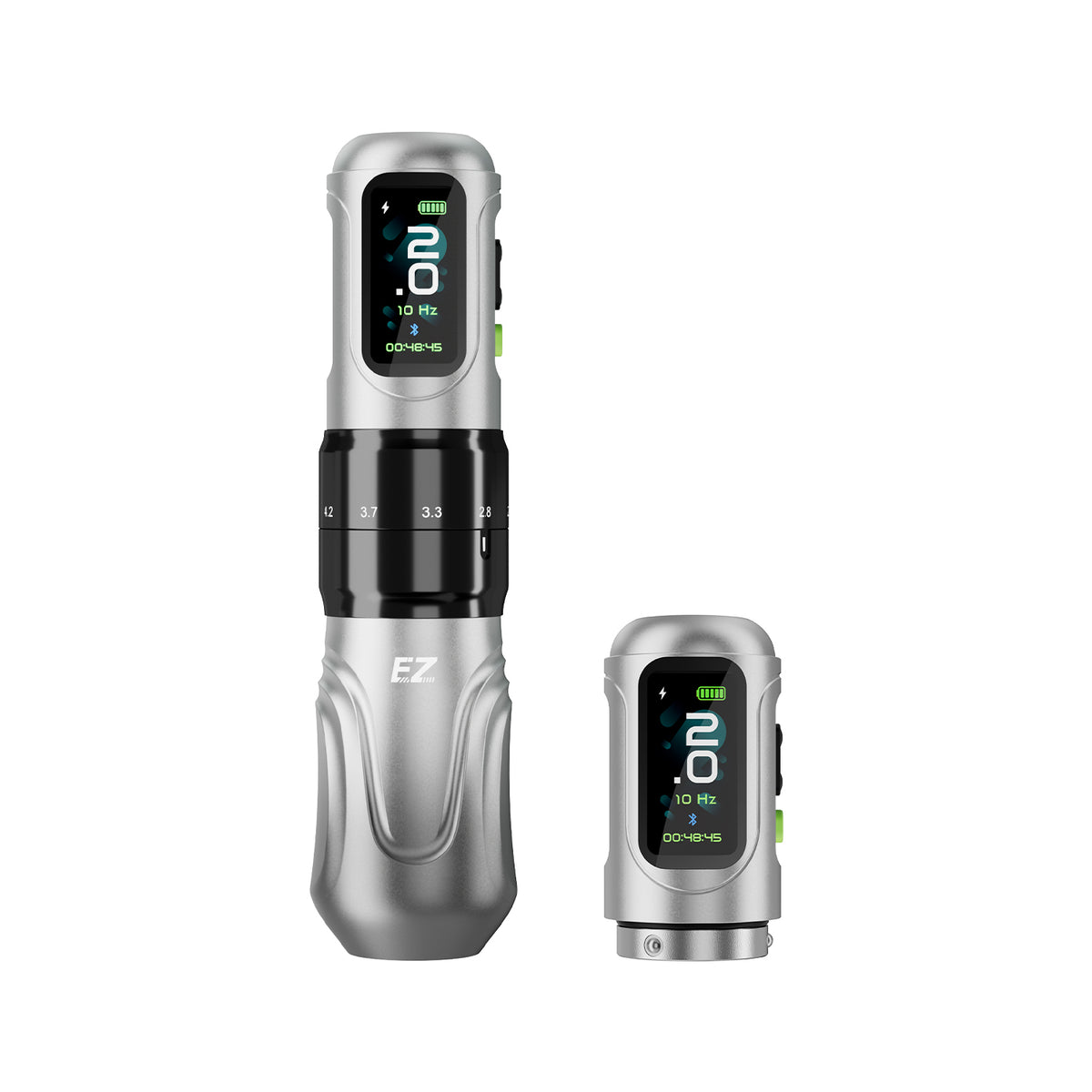 EZ P6 wireless tattoo pen Silver Gradient with additional battery