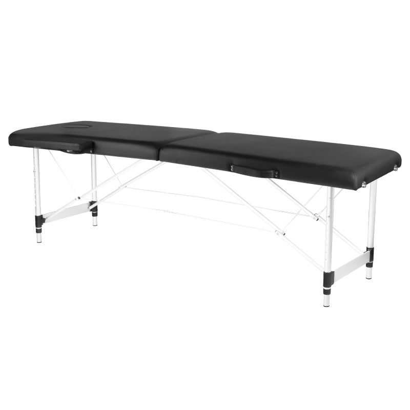 Folding massage table, aluminum, comfort, 2 black segments - BVShop