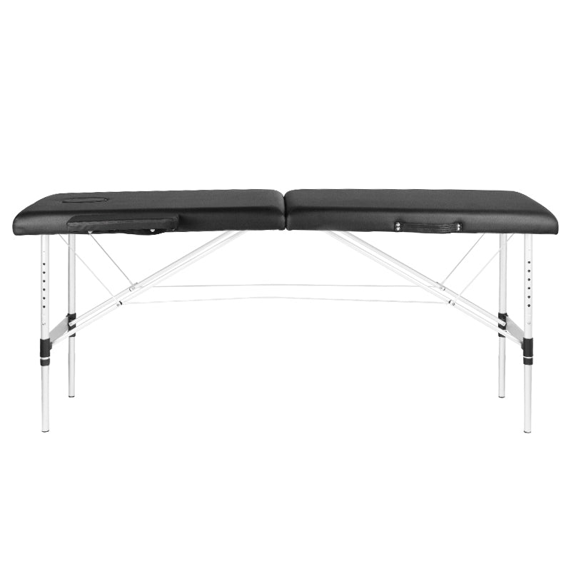 Folding massage table, aluminum, comfort, 2 black segments - BVShop