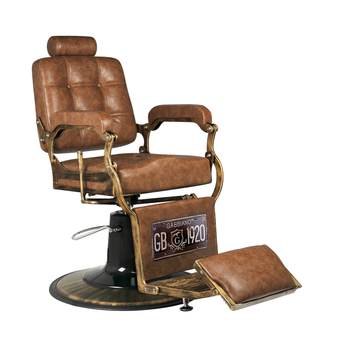 Gabbiano barber chair Boss Old Leather light brown - BVShop