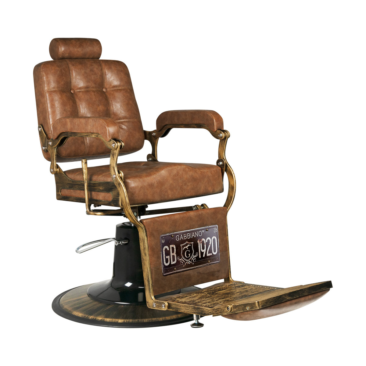 Gabbiano barber chair Boss Old Leather light brown - BVShop