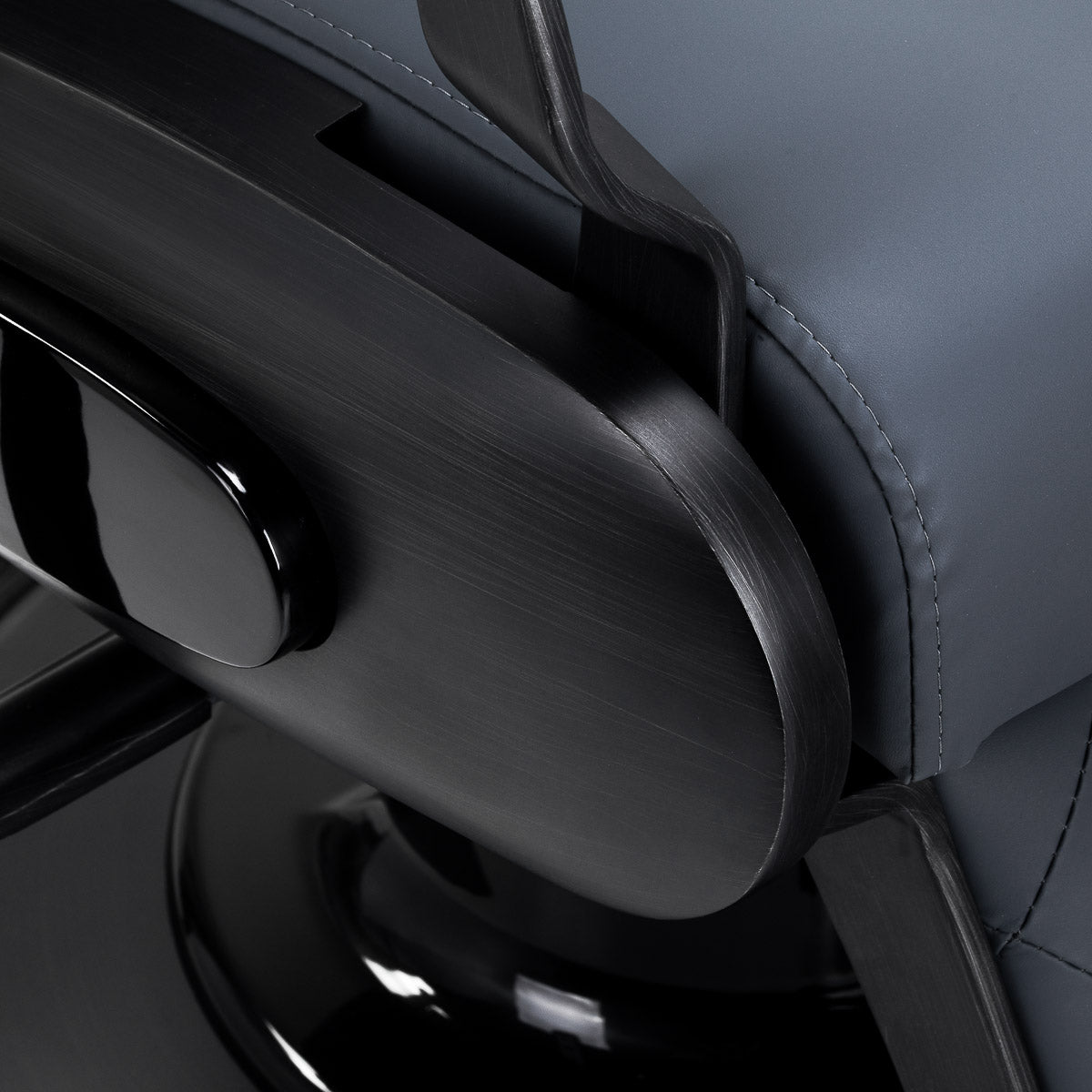 Gabbiano Francesco barber chair in graphite with brushed black frame - BVShop