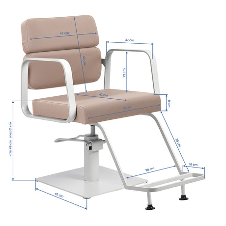 Gabbiano hairdressing chair Porto white beige - BVShop