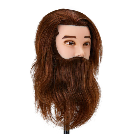 Gabbiano WZ4 training head with beard, natural hair, color 4#, length 8"+6" - BVShop