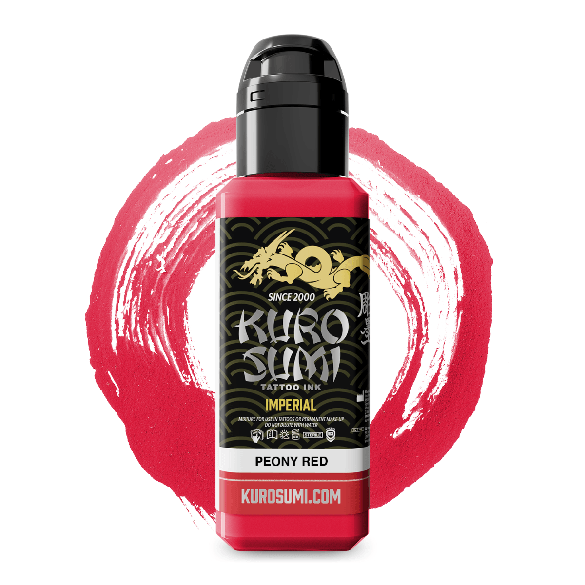 Kuro Sumi Imperial Tattoo Ink Peony Rosso