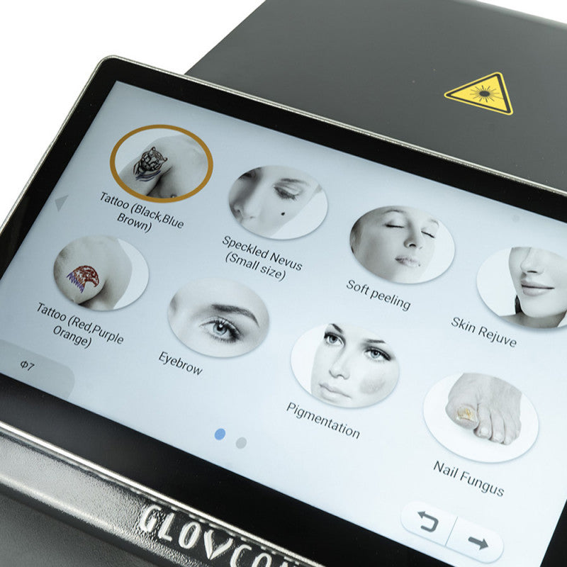 Sistema laser portatile GLOVCON MED per rimuovere pigmenti tattoo e PMU