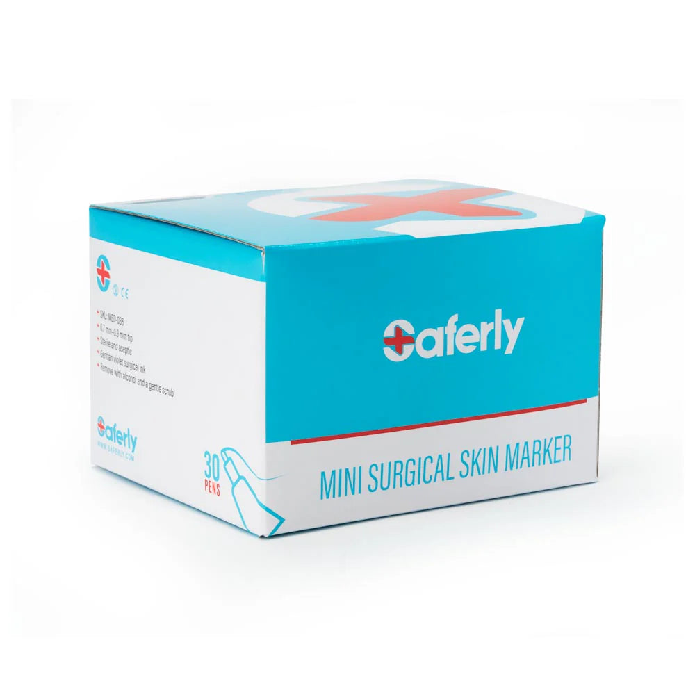 Saferly Mini Surgical Skin Marker shown with its compact design and fine-tip marker for precise skin marking during procedures.