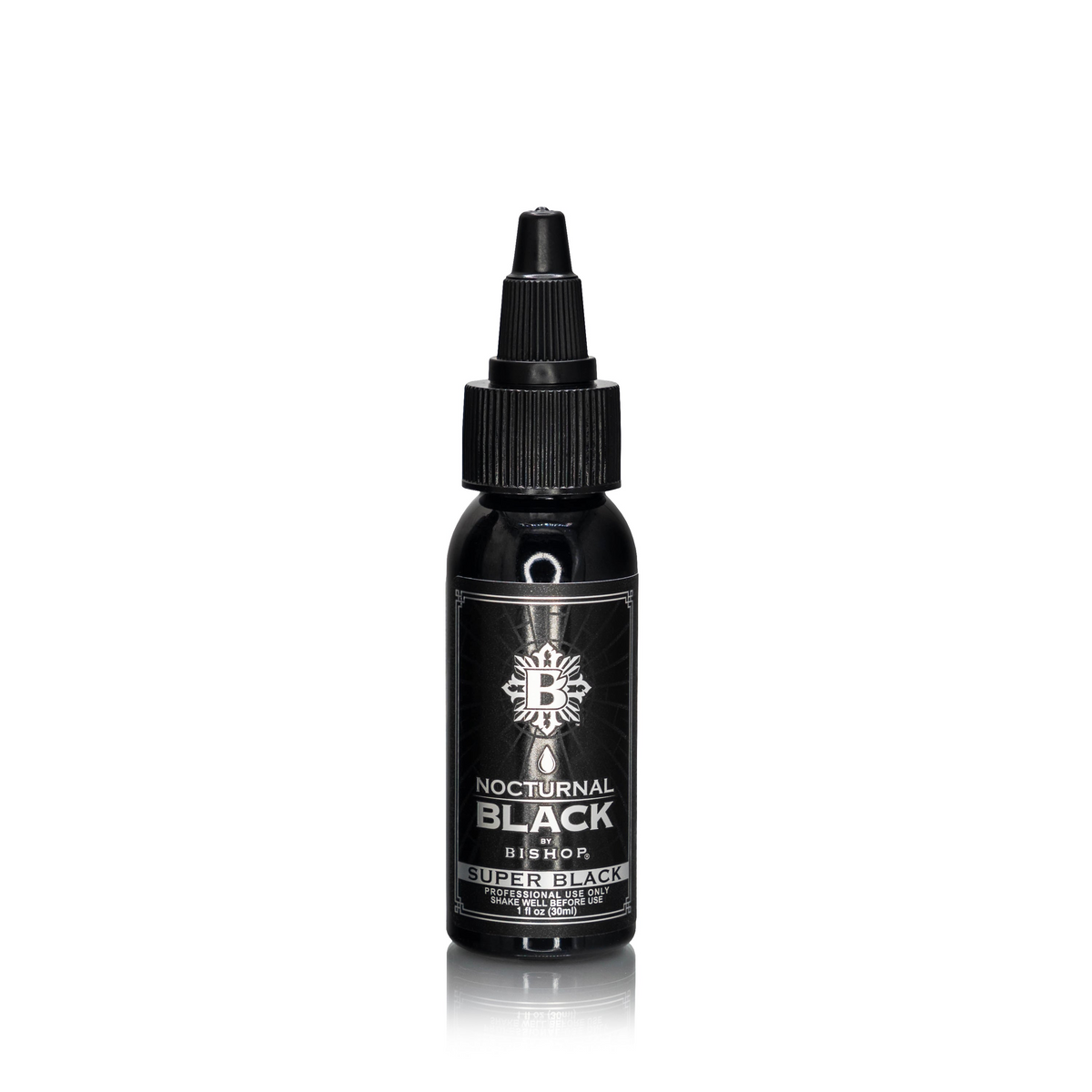 Nocturnal By Bishop Super Black 30ml — flacone su sfondo bianco