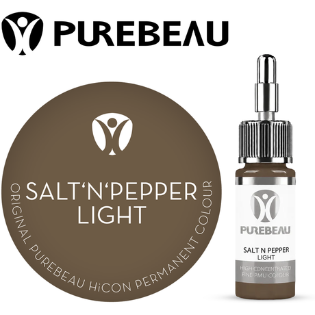 Purebeau Salt N Pepper Light 10ml HiCON, flacone di pigmento per sopracciglia e campione di colore