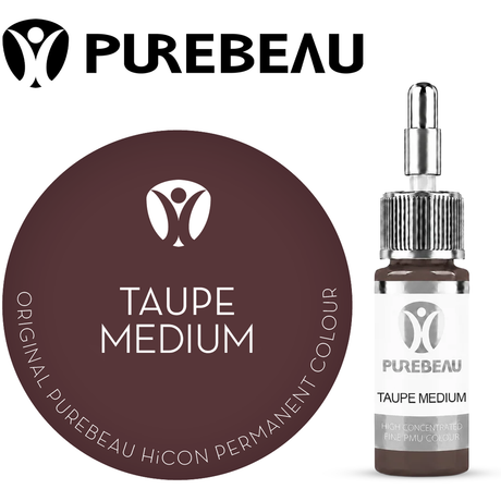 Purebeau Taupe Medium 10ml HiCON, flacone di pigmento per sopracciglia e campione di colore
