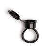 Set of 50 black Perma Ring Cup Containers, durable plastic storage cups with lids for organization and storage.