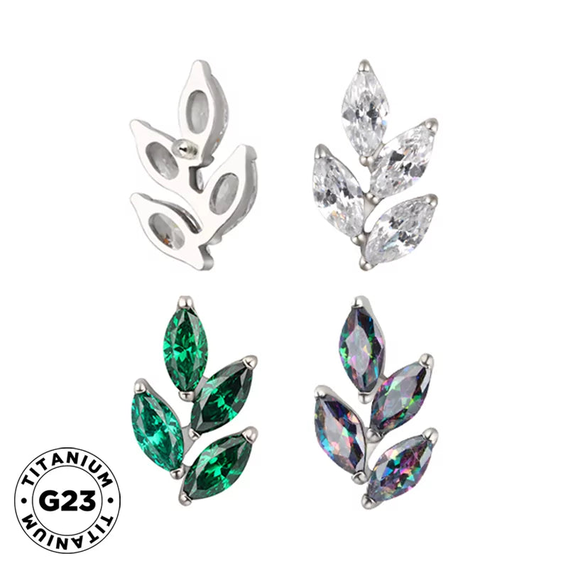 Anello in titanio a forma di foglia