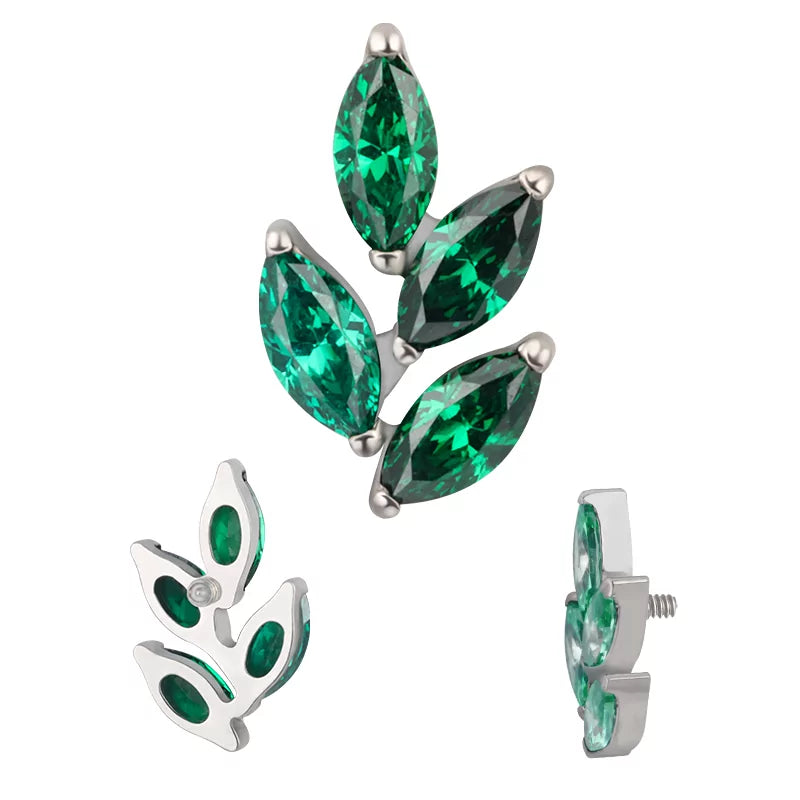 Anello in titanio a forma di foglia