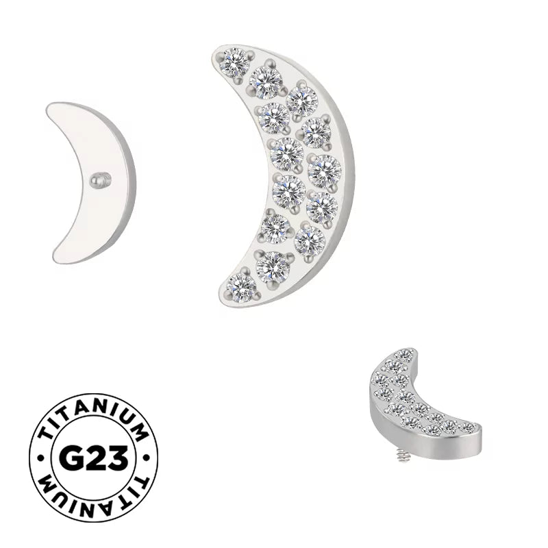 Anello in titanio con pavé a luna