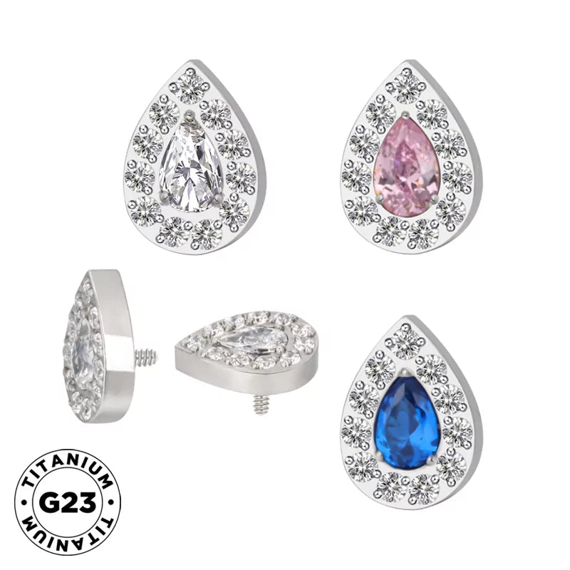 Anello in titanio con pavé a forma di pera