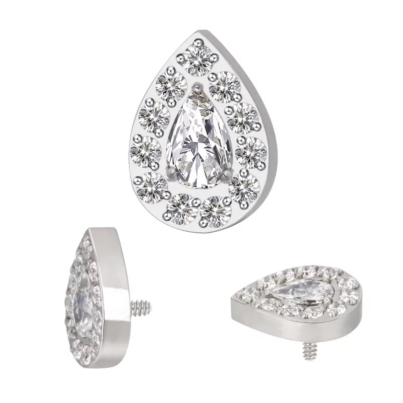 Anello in titanio con pavé a forma di pera