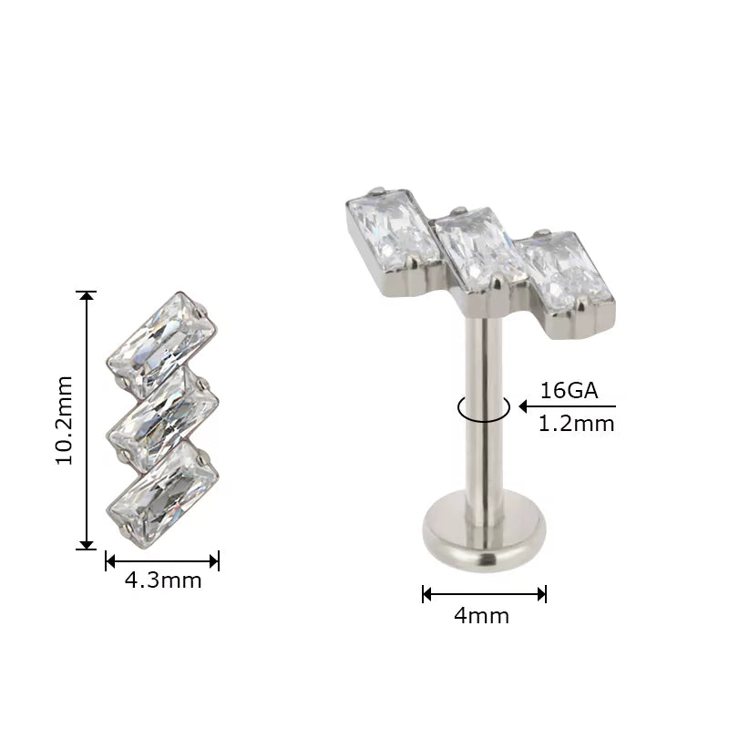 Punte per Anello in Titanio 3 Cornici Rettangolari