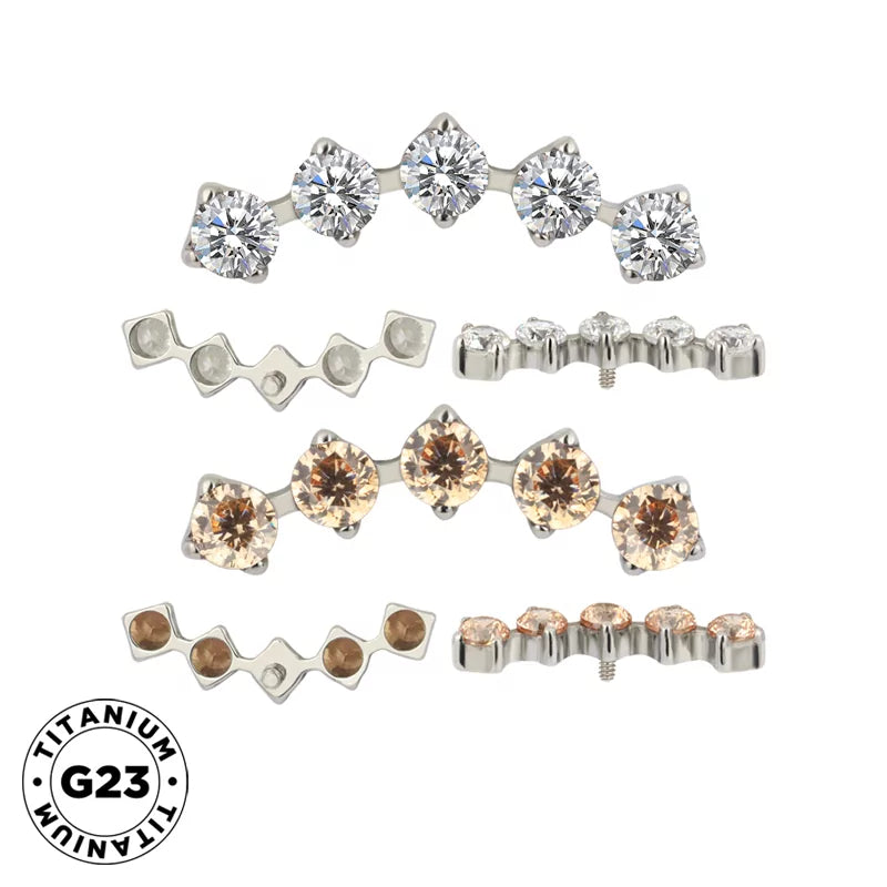 Punte per Anello in Titanio con Castone a 5 Punte in Zirconia