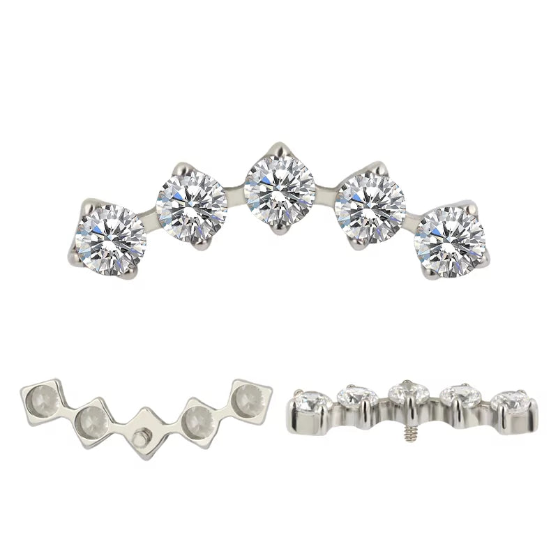 Punte per Anello in Titanio con Castone a 5 Punte in Zirconia