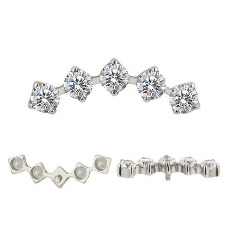 Punte per Anello in Titanio con Castone a 5 Punte in Zirconia