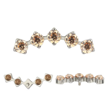 Punte per Anello in Titanio con Castone a 5 Punte in Zirconia