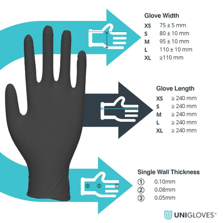 Black Pearl Nitrile Gloves 100pcs XS/S/M/L/XL - BVShop