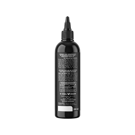 VOID Black Tattoo Ink 200ml back label with vegan, sterile, EU REACH details