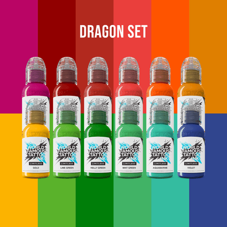 Set di pigmenti Dragon per inchiostro per tatuaggi famosi in tutto il mondo (12x30ml)