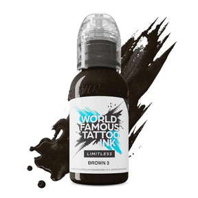 World Famous Limitless Tattoo Ink Brown 3 30ml - BVShop